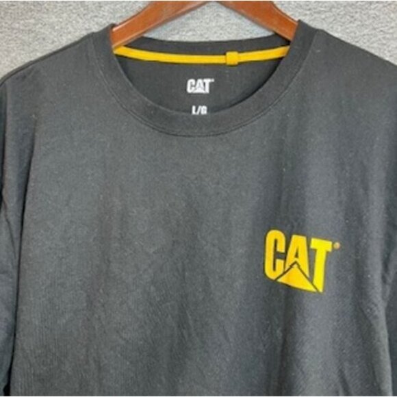 Caterpillar CAT Mens Long Sleeve Size Large Black Crew Neck Logo Black Arm Logo - Picture 4 of 9